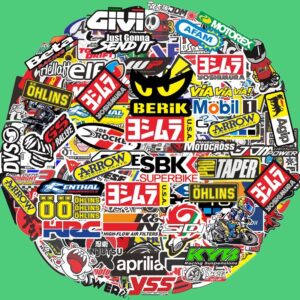 40/80pcs Random Motorcycle Stickers Moto Decal Car Bike Helmet Tank Racing Sponsor Logo Set For Honda Yamaha Kawasaki Suzuki BMW