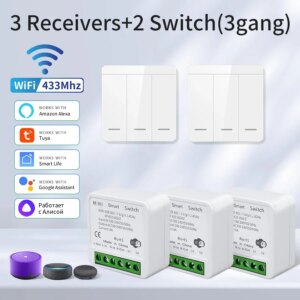 Tuya WiFi Smart Switch For Lighting 20A RF 433Mhz Wireless Switch Smart Life APP Voice Control Work With Alexa Google Home Alice