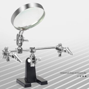 Soldering Iron Station Stand With Welding Magnifying Glass Clip Clamp Third Hand Helping Desktop Magnifier Soldering Repair Tool