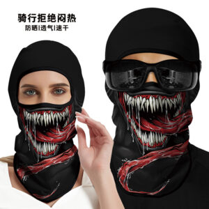 3D Funny Mask Motorcycle Face Cover Ski Mask Joker Skull Balaclava Headgear Outdoor Hiking Camping Neck Gaiter Bandana Scarf Men