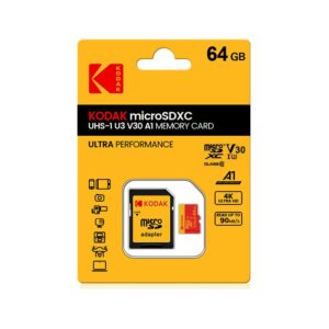 KODAK Micro SD Card RED Memory Card with Adapte 32GB MicroSDHC 64GB MicroSDXC MicroSD C10 A1 TF Flash Cards Cartao De Memoria