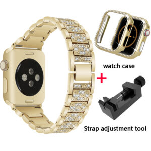Diamond Case+With Strap For Apple Watch Ultra 2 49mm Band 45mm 41mm 42mm 38mm Stainless Steel Bracelet iWatch SE 6 7 8 9 40 44mm