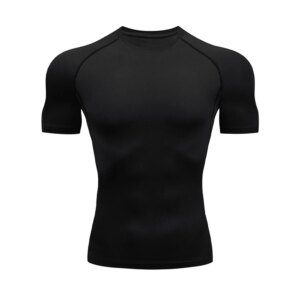 Men’s Bodybuilding Sports Tight T-shirt Summer Compression O-Neck T Shirt Gym Fitness Quick Dry Running Tshirt Male Workout Tops