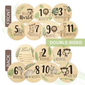 7PCS Newborn Photography Props Wooden Monthly Milestone Cards Baby Shower Gifts for Boys and Girls Photography Accessories