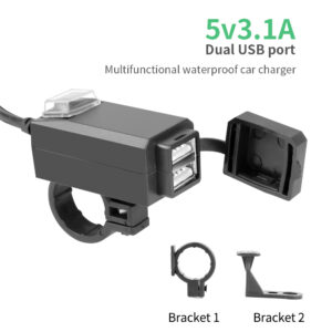 Car Usb Adapter 12V Mobile Phone Dual Usb Port Fast Charging 3.0 Charger with Switch Motorcycle Accessories