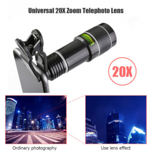 Monocular Clip 20X Mobile Phone Telescope Lens Universal HD Optical Zoom Camera Len Cell Phone Telescope Lens for iPhone Android