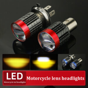 1pc 2Colors BA20D H6 H4 LED Motorcycle Headlight Bulb Scooter Lights Double Fisheye Lens CSP Moto LED Motorbike Lamp White Amber