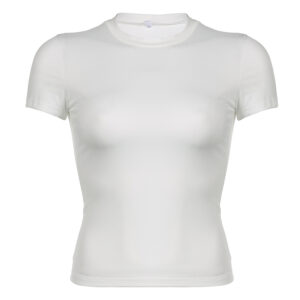 CIBBAR Basic Solid Crop Top Short Sleeve Crewneck Skinny T-shirt Summer Casual Tee for Women y2k Vintage Top Harajuku Streetwear