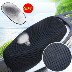 3D Motorcycle Mesh Fabric Anti-skid Pad Scooter Seat Electric Bike Seat Cover Summer Breathable Covers Cushion Net Cover Gift