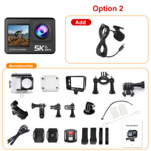 5K Action Camera 4K60FPS 2.0 Inch Touch Screen Wi-Fi 170┬░ Wide Angle 30M Waterproof Helmet Video Recording Sports Cameras