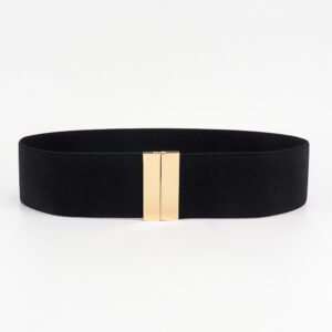 High Quality Belts for Women Black Waist Elastic Ladies Band Round Buckle Decoration Coat Sweater Fashion Dress Rice White