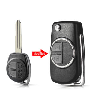 KEYYOU Modified Flip Folding Car Remote Key Case Shell For SUZUKI SWIFT SX4 VITARA ALTO IGNIS JIMNY Splash 2 Buttons Metal Ring