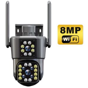 6K 12MP WiFi IP Camera Outdoor 360┬░ Video Surveillance Security-Protection Three Screen Ai Tracking CCTV Waterproof Street Cam