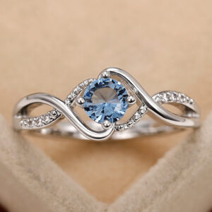 Huitan 2022 Modern Design Women’s Wedding Rings Charming Blue Cubic Zirconia High Quality Silver Color Ring Engagement Jewelry