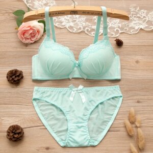 Girl Sweet Wireless Bra Lace Bows Underwear Sets Breathable Small Breast Bralette Top Briefs for Women Teen Girl Lingerie Suits