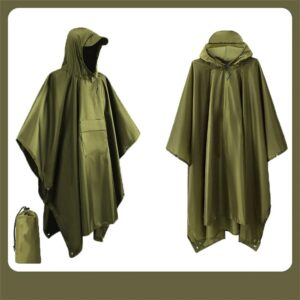 3 In 1 Outdoor Raincoat Hooded Sleeve Waterproof Rain Poncho Motorcycle Rain Cover Camping Hiking Travel Rainwear Tent