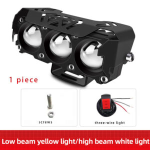 Motorcycle LED Spotlight Dual Color Hi/Low Beam Fog Lamps for Car Trucks SUV UTV 12V 24VMini Lens Headlight Driving Light