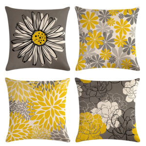 4pcs/set Daisy Linen Throw Pillow Covers Sunflower Geometric Floral Decorative Pillowcase Home Decoration Covers
