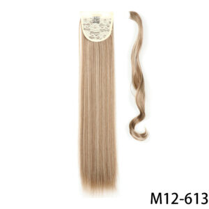 32inches Synthetic Ponytail Hair Extension Clip in Fake Wig Hairpiece Blonde Wrap Around Pigtail Long Smooth Overhead Pony Tail