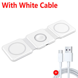 3 in 1 15W Portable Magnetic Wireless Charger Fast Charging Dock Station for iPhone 15 14 13 12 XR Pro Max Apple Watch AirPods