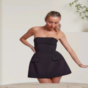 2024 Summer Sexy Off Shoulder Mini Dress Backless Slimming Fashionable Middle Waisted Short A- line Frock Jioning Party Club