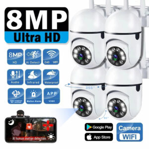 8MP Surveillance Camera PTZ CCTV IP Wifi Camera 4X Zoom Security Protection Wireless Home AI Human Trcking Outdoor Two Way Audio