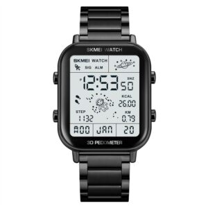 SKMEI Back Light Display Sport Pedometer Digital Watches Mens Stopwatch Countdown Wristwatch Calendar Calorie Calculation Clock