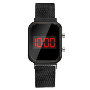 Simple Digital Watches for Women Luxury Rose Gold LED Watch Magnetic Metal Mesh Band Waterproof Fashion Ladies Electronic Clock