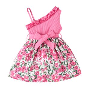 Dress For Kids 1 – 6 Years old Birthday Summer Ruffles Floral Off Shoulder Sleeveless Kids Princess Dresses Ootd For Baby Girl