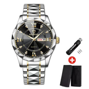 BINBOND Man Wristwatch Top Brand Luxury Waterproof Luminous Date Week Men Watches Stainless Steel Quartz Men’s Watch Male reloj