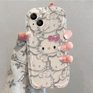 Sanrio Hello Kitty Kawaii Silver KT Phone Case For iPhone 15 14 13 Pro Max 11 12 13 Pro X XR 7 8 Plus Soft Cute Girl Y2K Cover