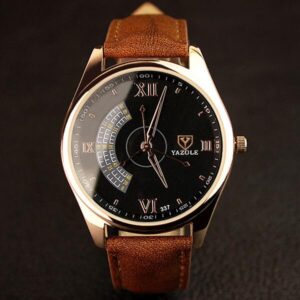 YAZOLE Men’s Fashion Sport Stainless Steel Case Leather Band Quartz Analog Wrist Watch mens watches top brand luxury Wristwatch