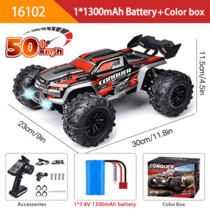 SCY 16102 1:16 50KM/H 4WD RC Car With LED Light Remote Control Cars High Speed Drift Monster Truck for Kids vs Wltoys 144001 Toy