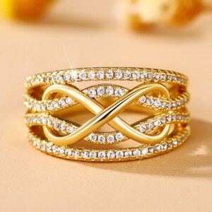 Huitan Unique Infinite Love Design Women Rings for Wedding Engagement Band Luxury Accessories Hot Trend Eternity Jewelry Bulk
