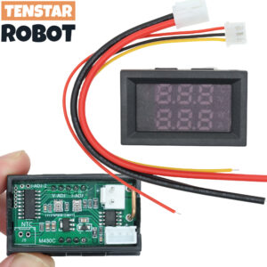 DC 0-100V 10A Digital Voltmeter Ammeter Dual Display Voltage Detector Current Meter Panel Amp Volt Gauge 0.28″ Red Blue LED