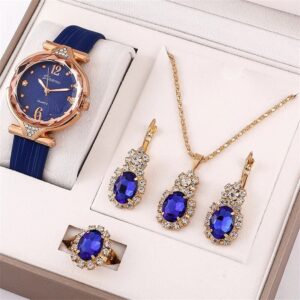 New 5pcs Set Watches Women Leather Band Ladies Watch Simple Casual Womens Analog WristWatch Bracelet Gift Montre Femme
