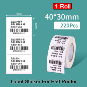P50 Portable Thermal Label Printer Mini Self Adhesive Sticker Labeling Machine No Ink Printing Labeler or 3PK Label Tape Sticker