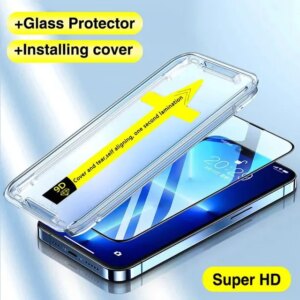 1-2Pc 8K High End Tempered Glass For iPhone 15 14 13 12 11 Pro Max XS MAX 15 Plus Screen Protector With Alignment Mounting Cover
