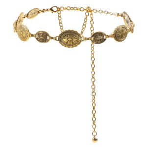 Retro style women’s metal waist chain accessories Decorative circle carved chain belt high style accessories