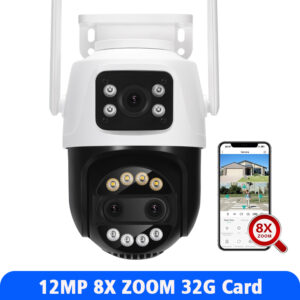12MP 6K Wifi Camera 8X Zoom Dual Screen Ai Human Detect Auto Tracking CCTV Outdoor 8MP 4K Security Surveillance Camera iCSee