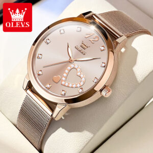 OLEVS Women Watches Japanese Quartz Waterproof Wristwatch Stainless Steel Strap Fashion Dress Luminous Diamond Face Lady Watch