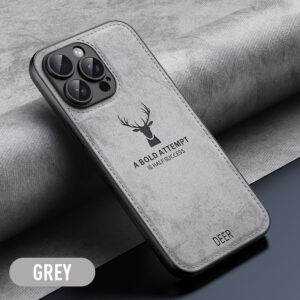 Luxury Cloth Leather Texture Deer Head Pattern Case For iPhone 15 14 13 12 11 Pro X XR XS Max 7 8 Plus SE3 Shockproof Soft Cover