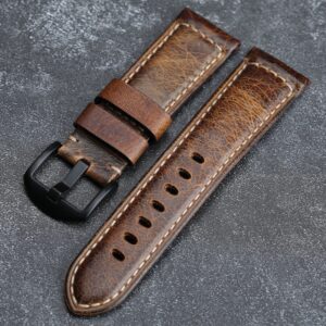 Hand-Made Leather Watchband Suitable For PAM111 441 Italian Top Layer Leather Strap, Oil Wax Leather 20 22 24 26MM Male Strap