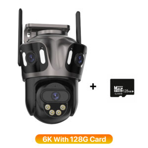 Outdoor 6K Three Lens PTZ IP Camera with Three Screen AI Human Detection 4K WiFi Camera Dual Screen CCTV Surveillance iCSee