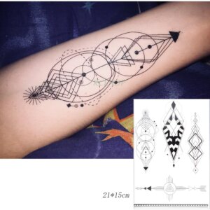 Waterproof Temporary Tattoo Sticker large rhombus square totem line tattoo flame tatto stickers flash tatoo fake tattoos for men