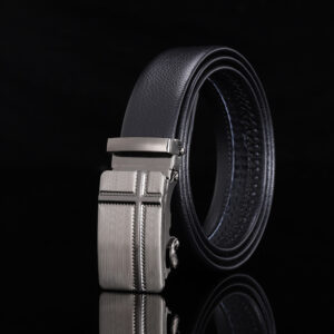 Mens Fashion PU Alloy Square Buckle Business Leisure Belts Elegant Black Belts Male Jean Pants Waistband Metal Buckle