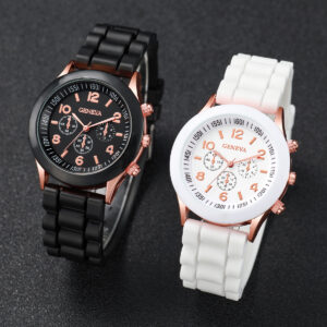 2PCS/Set Couple Watches Fashion Silicone Band Analog Quartz Watch(Without Box)