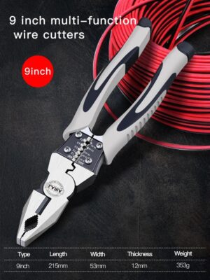 AIRAJ 7/8/9 Inch Wire Pliers Sharp Large Opening Stripping Pliers Industrial Grade Multifunctional Hardware Manual Tools