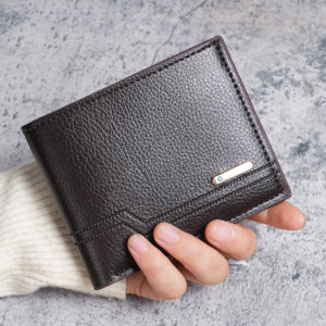 New Men’s Wallet Men’s Short Wallet Fashion Casual Litchi Grain Soft Wallet Multi-card Capacity Small Wallet