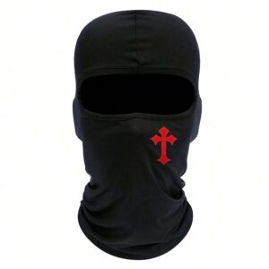 1pc Cross Printed Mask Hood For Men And Women Outdoor Riding Balaclava Hat Windproof And Sunscreen Sun Hat